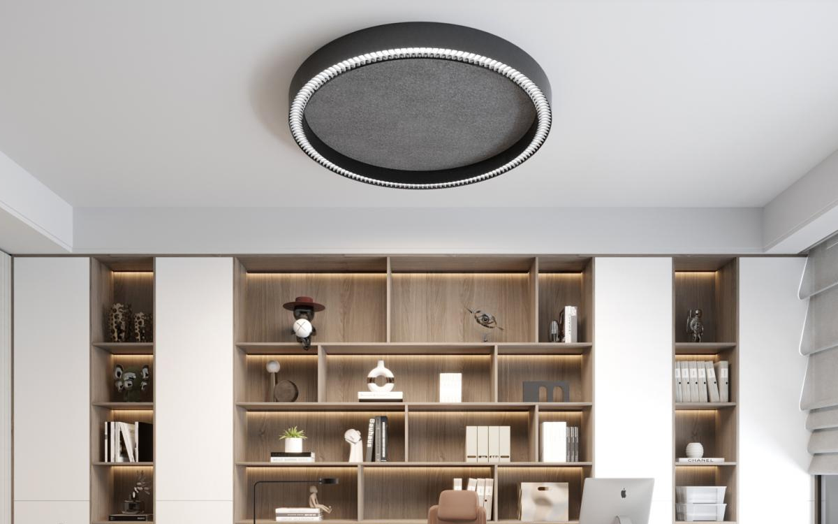 Acoustic Ring LED Ceiling Light with Integrated Louvers and Minimal Glare Design