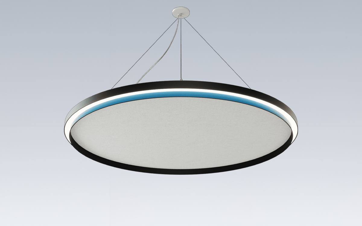 Acoustic Ring LED Pendant with Direct and Indirect Lighting Distribution for Commercial Spaces