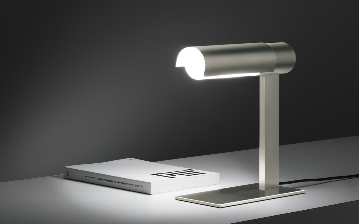 Adjustable LED Table Lamp with Stainless Steel Shield and Opal Glass Diffuser