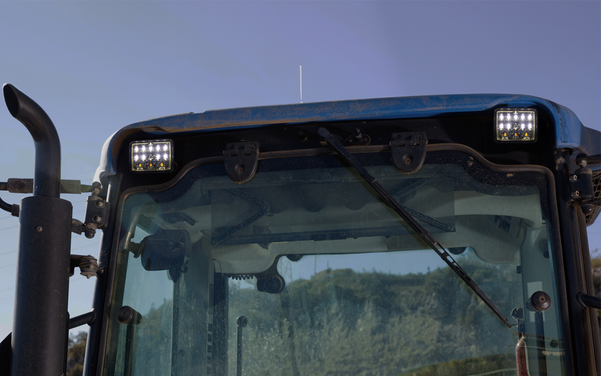 Amber/White LED Work Light with Directional Signal for Mining Trucks, Excavators, and Heavy Machinery