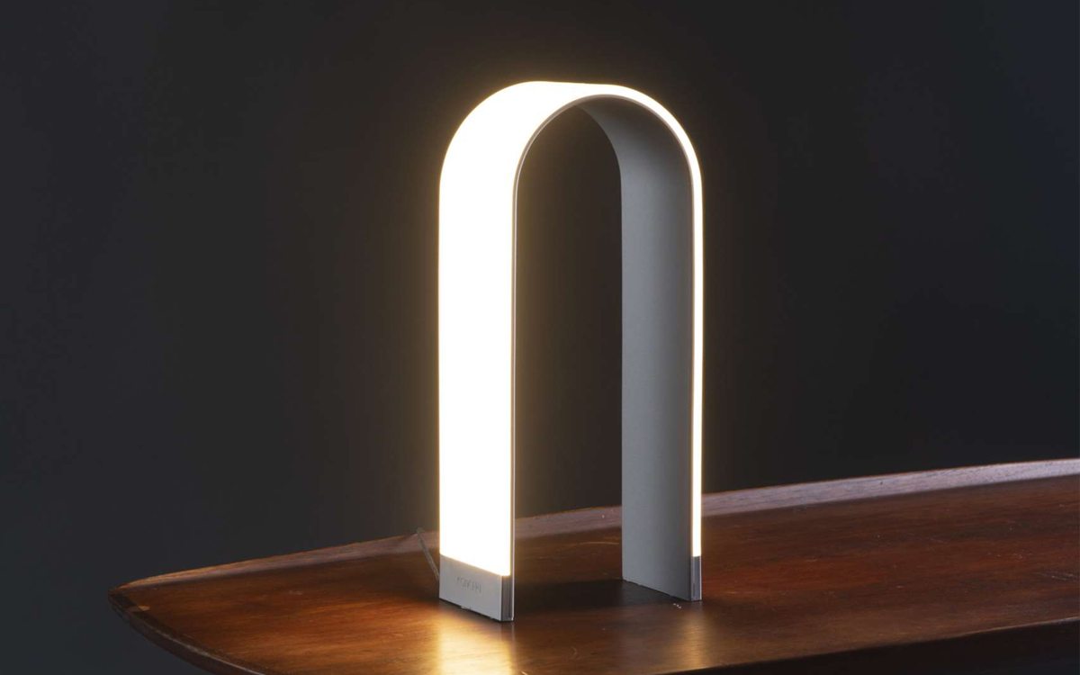 Arched LED Table Lamp with Continuous Touch Dimming and Built-In USB Charger for Phones and Tablets