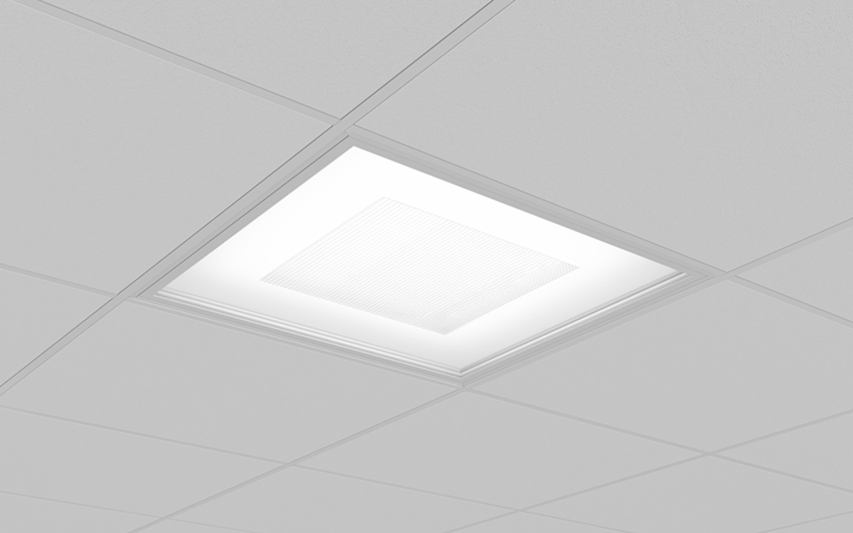 Architectural Grid Ceiling LED Fixture with Regressed Lens and BIOS Circadian Lighting Options