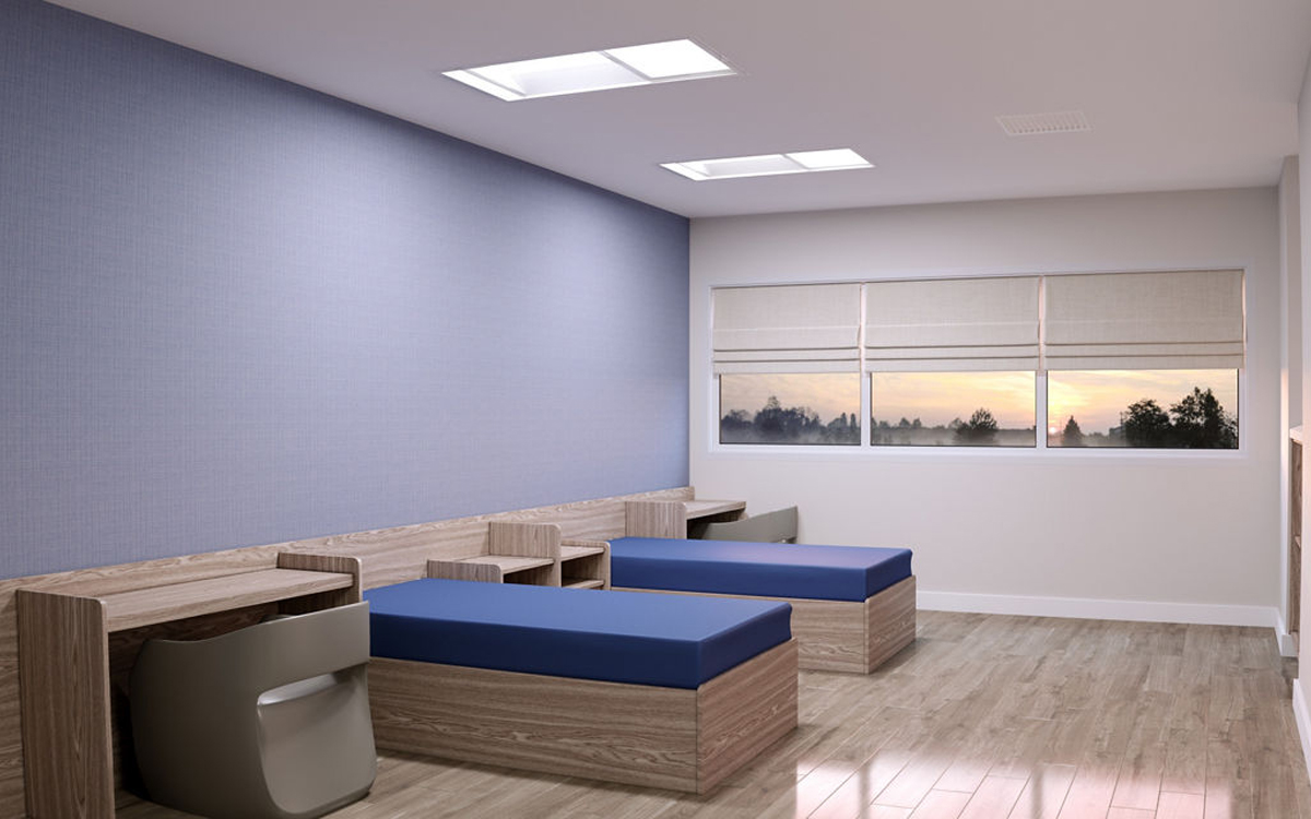 Architectural LED Troffer for Behavioral Health and Acute Care Patient Rooms