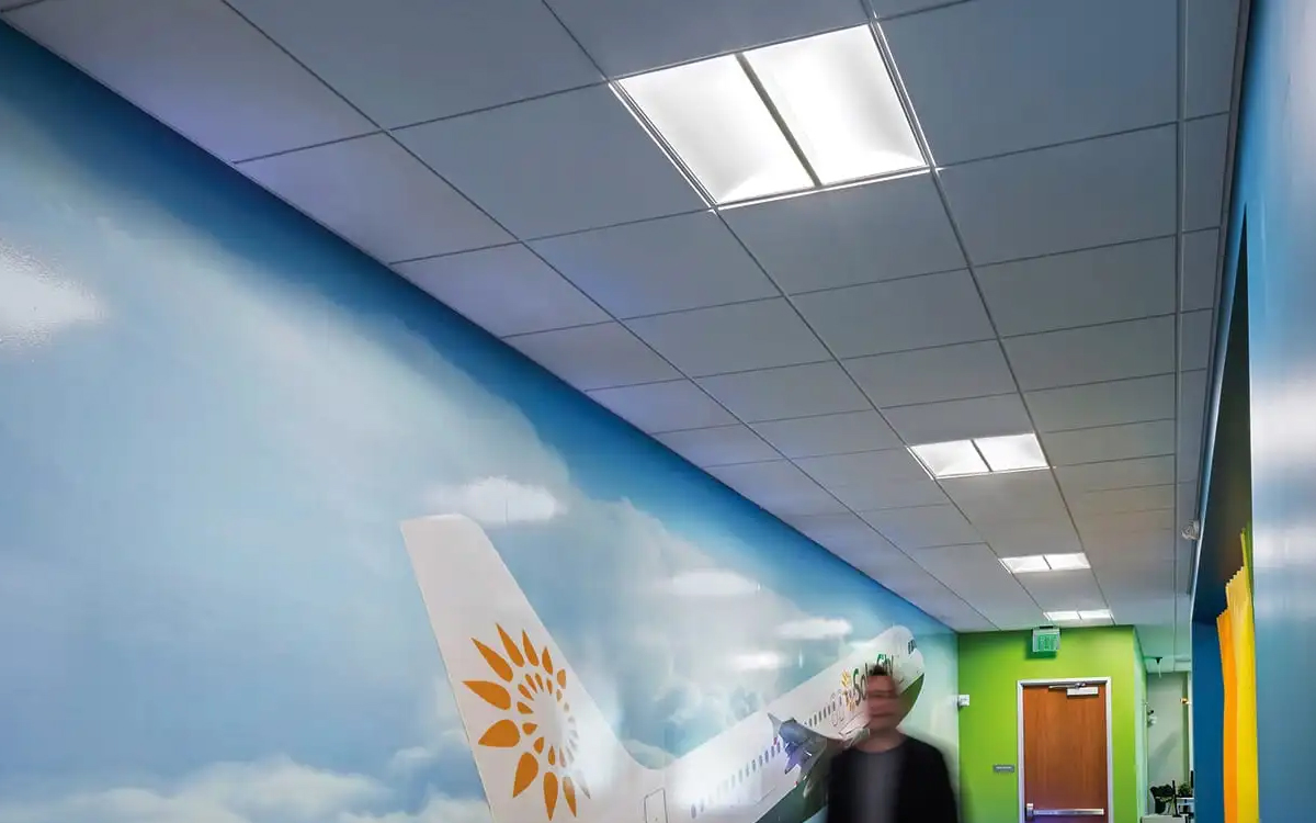 Architectural LED Troffer Light with Anidolic Optics for T-Grid and Drywall Ceilings