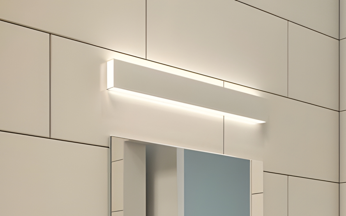 Architectural Linear LED Vanity Light with High CRI and Biophilic Inspired Naturals Finishes