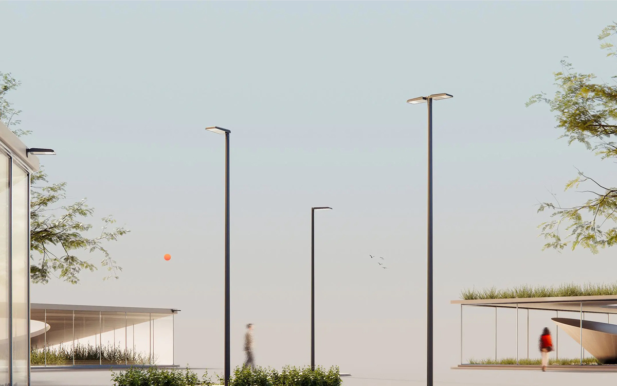 Architectural Outdoor Area Lighting System with Modular LED Configuration and Smart City Compatibility