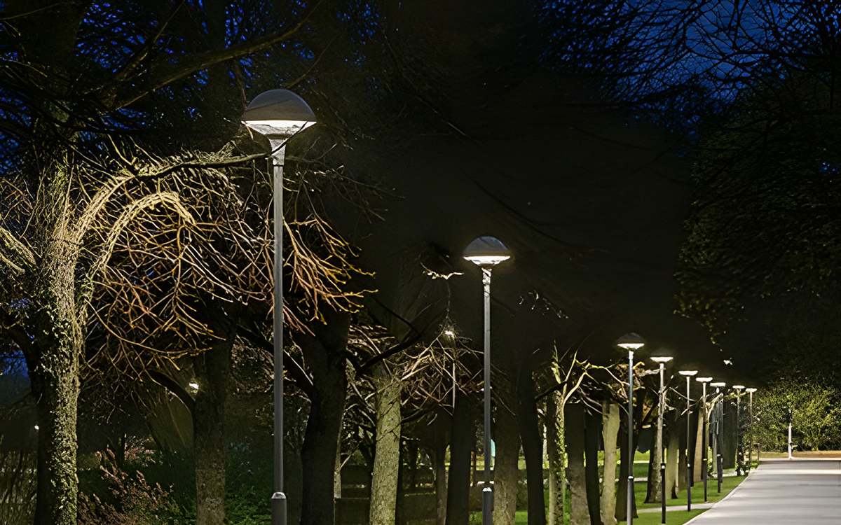 Architectural Post-Top Outdoor Light with Smart Controls, DALI 2 Dimming, and Zhaga Interface