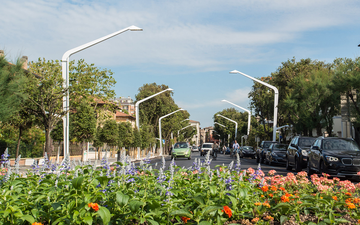 Architectural Street Lighting System for Urban and Public Spaces with Modular Columns and Customizable Heights