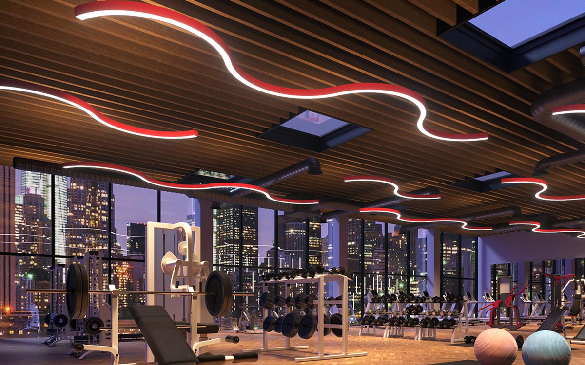 Architectural Suspended Continuous Curvilinear LED Fixture for Retail, Commercial, and Institutional Spaces