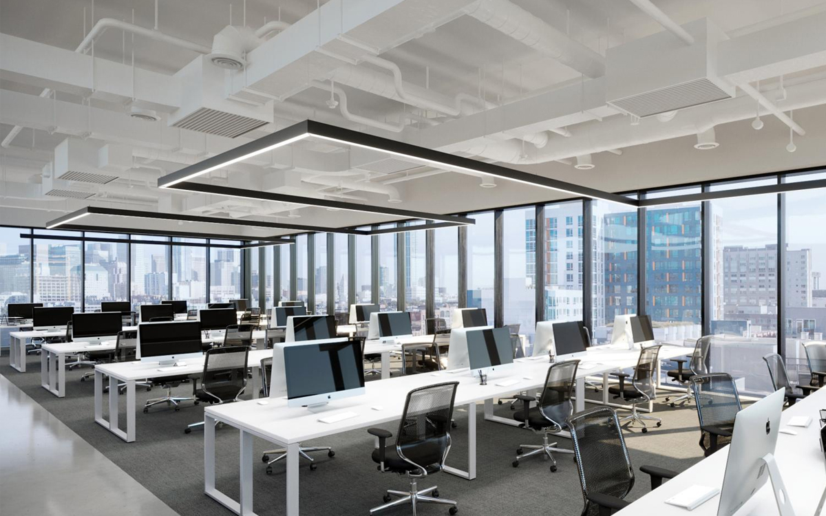 Architectural Suspended Continuous Linear LED Fixture with Emergency Backup and Smart Network Integration