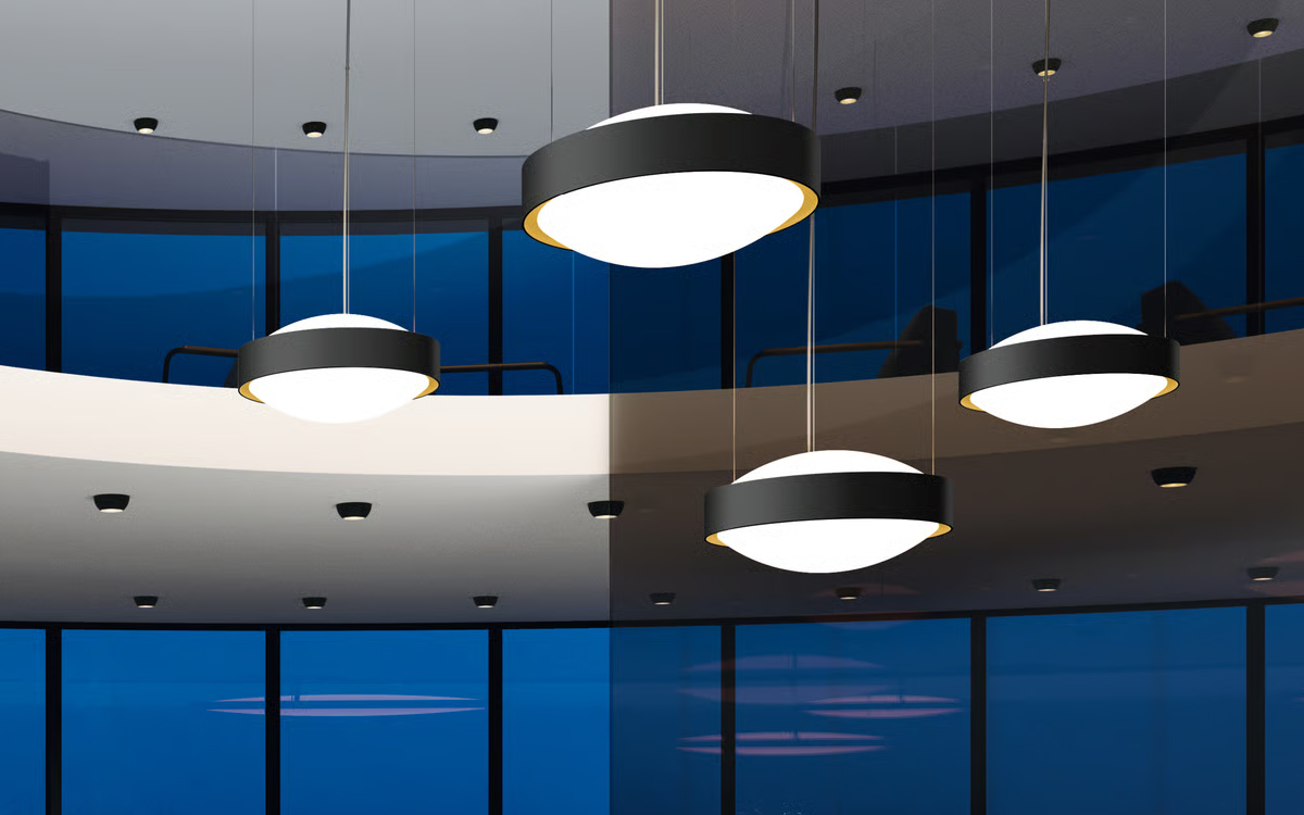 Bi-Directional LED Pendant Light with Interior Metallic Contrast for Dramatic Ceiling and Floor Illumination