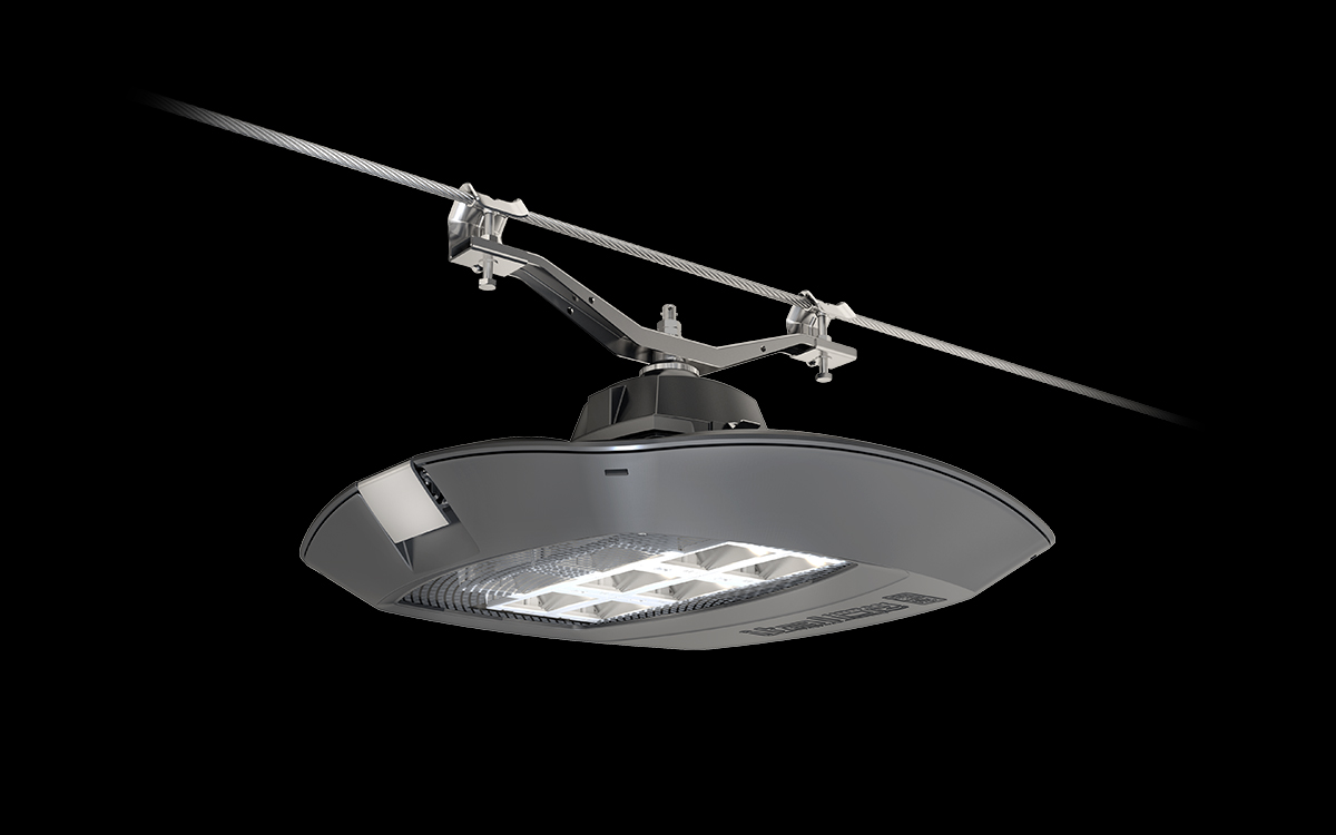 Cable-Suspended LED Street Light for Catenary Installations Over Roads, Squares, and Avenues