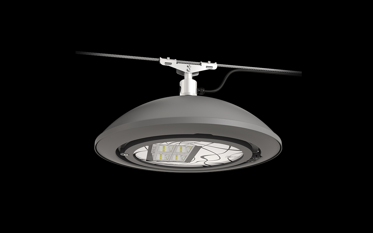 Cable-Suspended LED Street Light with Smart Control Interface for Narrow Urban Roads