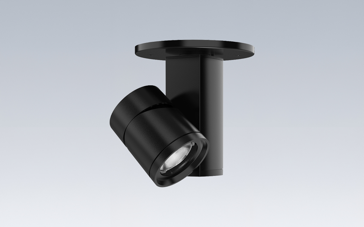 Canopy Mount Directional LED Spotlight with Interchangeable Optics for Accent Lighting Applications