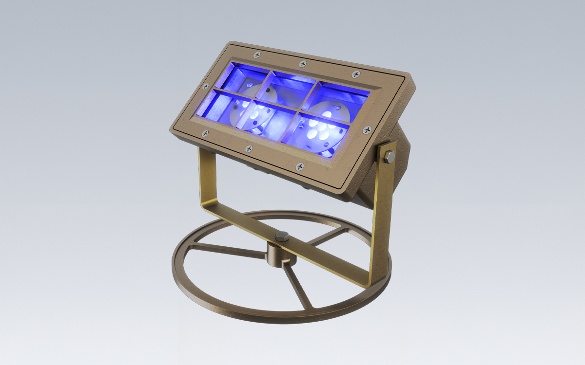Cast Bronze Submersible LED Fountain Light with Blue, Green, and Red ...