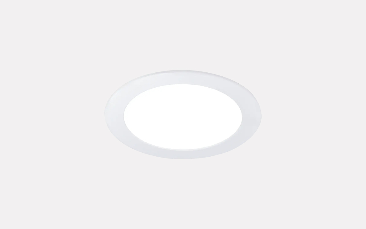 Circular LED Edge-Lit Recessed Downlight with Fire-Retardant Low-Glare Diffuser