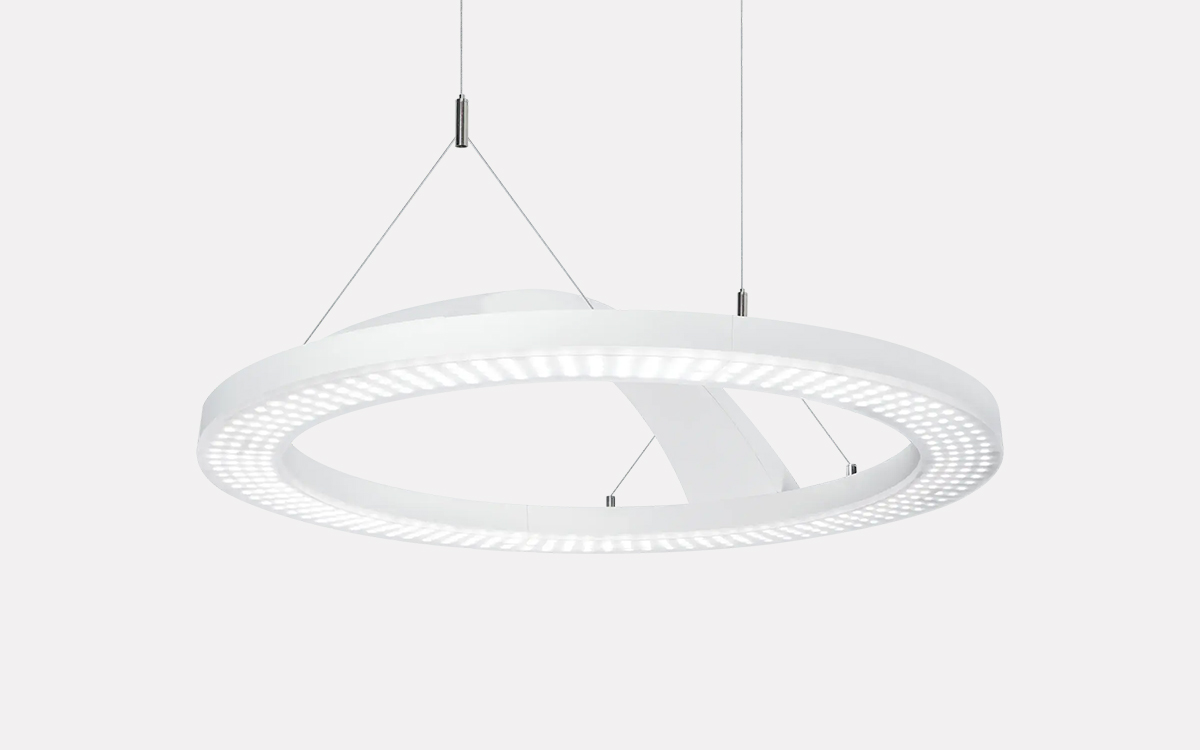 Circular LED Pendant Light with Direct and Indirect Illumination and RGB Uplight Options