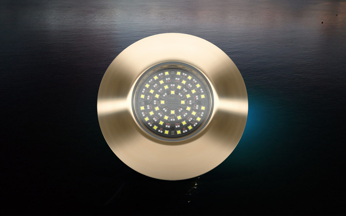 Color Changing Underwater LED Light for Transom, Side, and Bottom Mounting on Yachts
