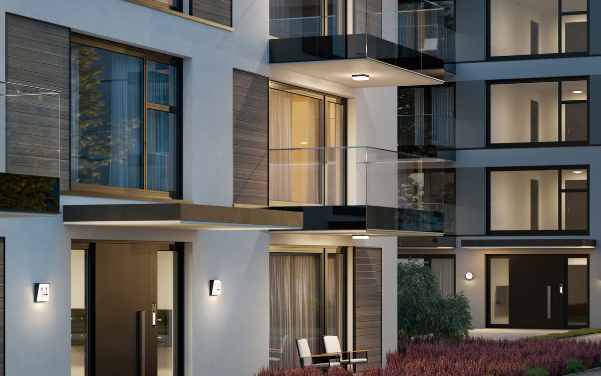 Compact LED Outdoor Ceiling and Wall Lights with Weather-Resistant Housing for Entrances and Patios