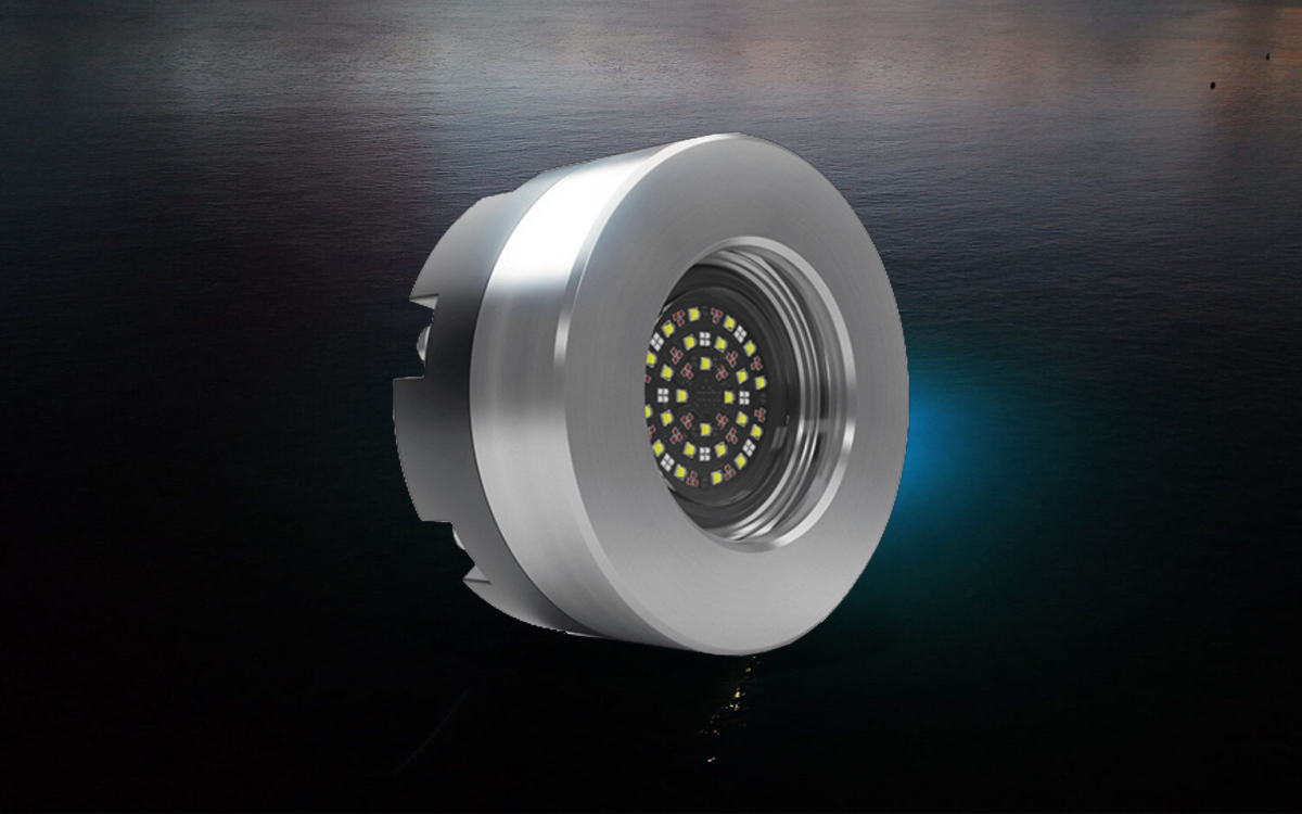 Compact RGBW Underwater LED Marine Light with Aluminum or Stainless Steel Flange