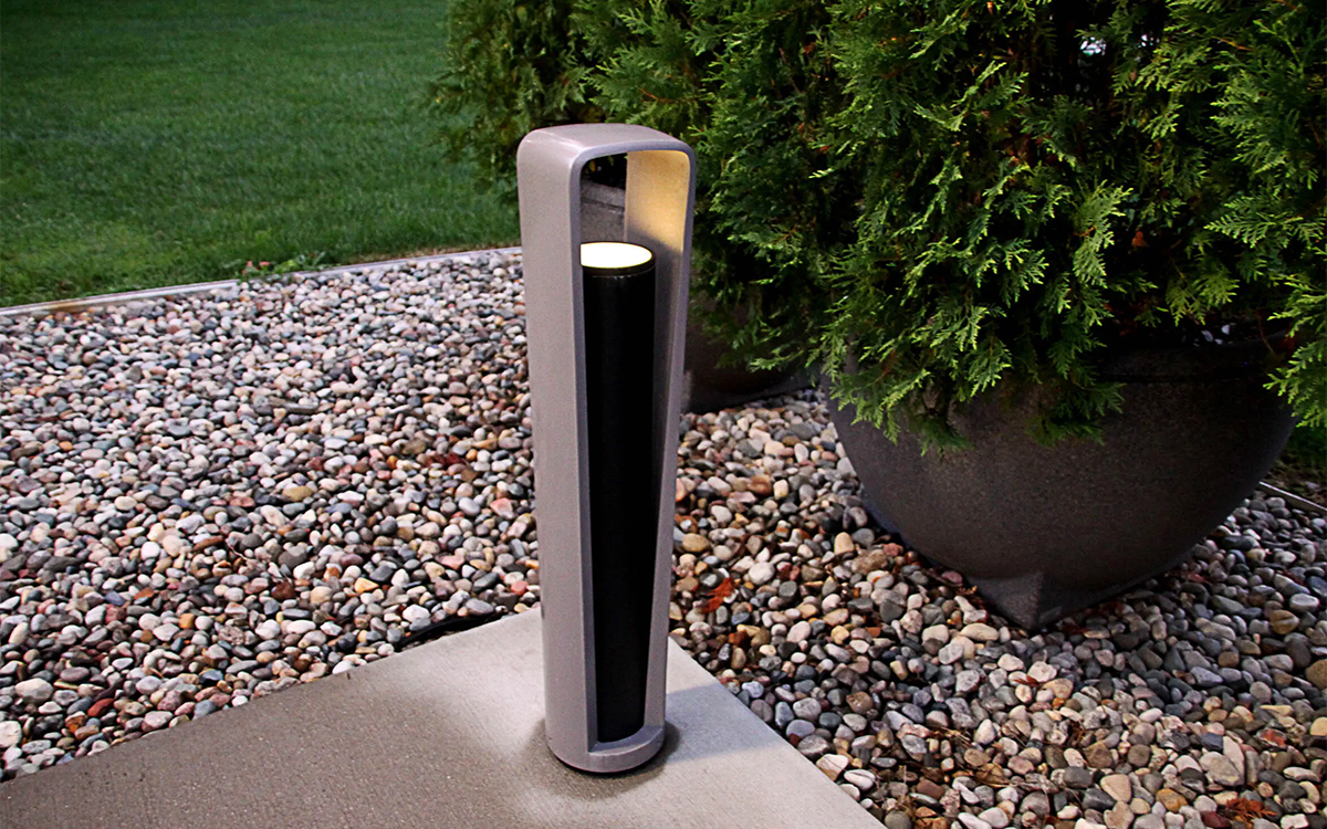 Contemporary Bollard with Integrated Wayfinding Light for Urban and Commercial Settings