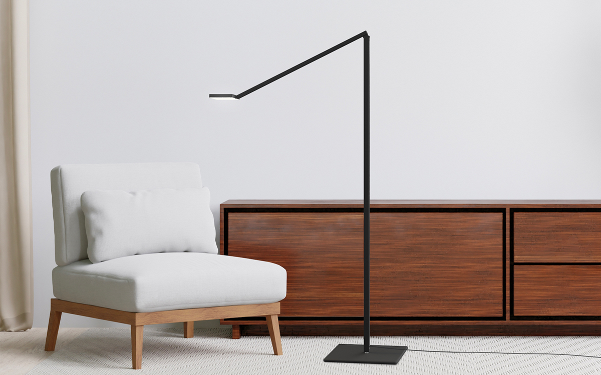 Contemporary Floor Lamp with Swivel Base, Occupancy Sensor, and USB Device Charger