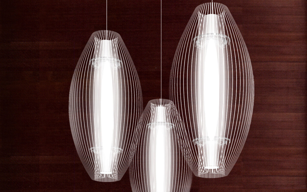 Contemporary Oblong Acrylic Pendant Light with Frosted and Glossy Laser-Cut Edges and Central LED Illumination