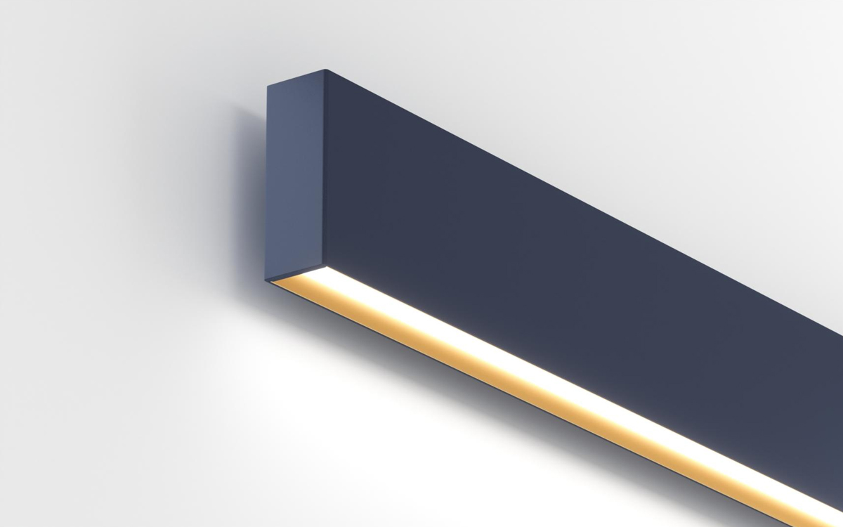 Continuous Wall-Mounted Linear LED Fixture with Regressed Optics and Anodized Trim