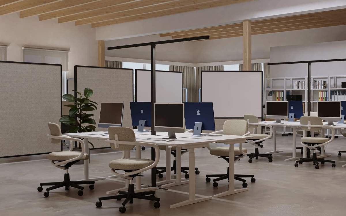Coworking Office Island High CRI LED Floor Light with Smart App Control and Swarm Grouping Features