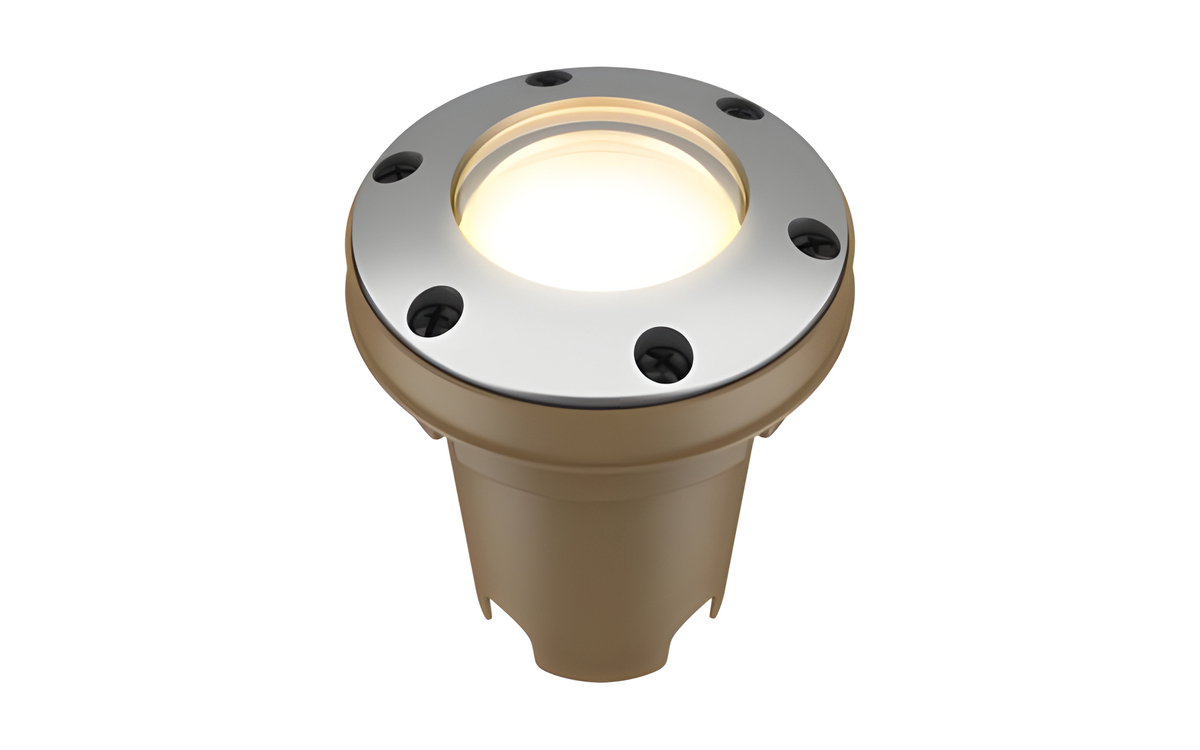 Cylindrical Brass In-Grade LED Luminaire for Commercial and Residential Landscape Lighting