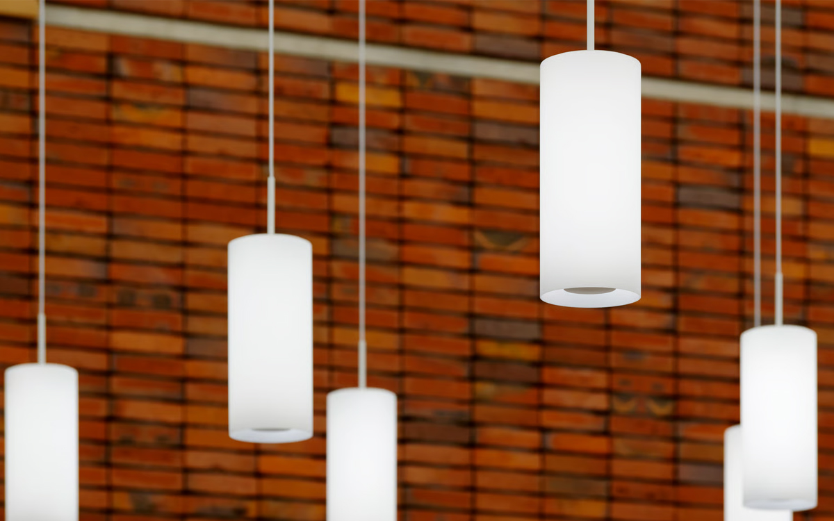 Cylindrical LED Pendant Light with Hand-Blown Satin Opal Glass