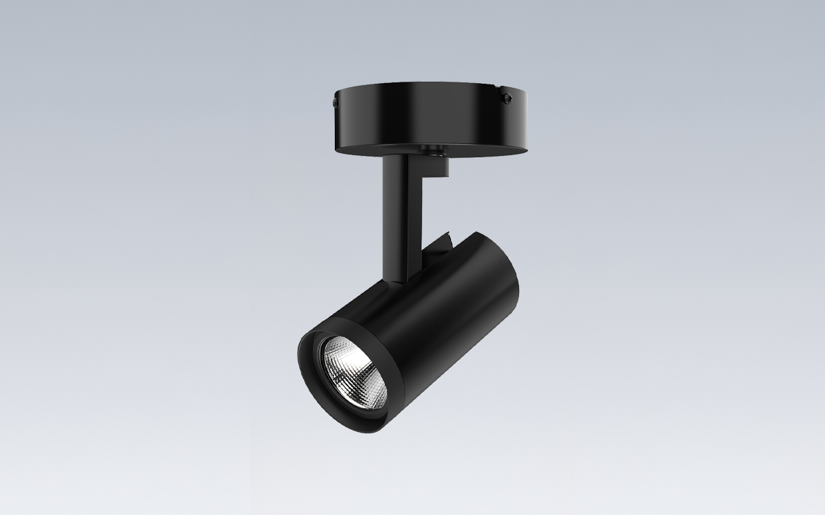 Cylindrical LED Track Head with Integral Driver and Canopy Mount for Ceiling or Wall Applications