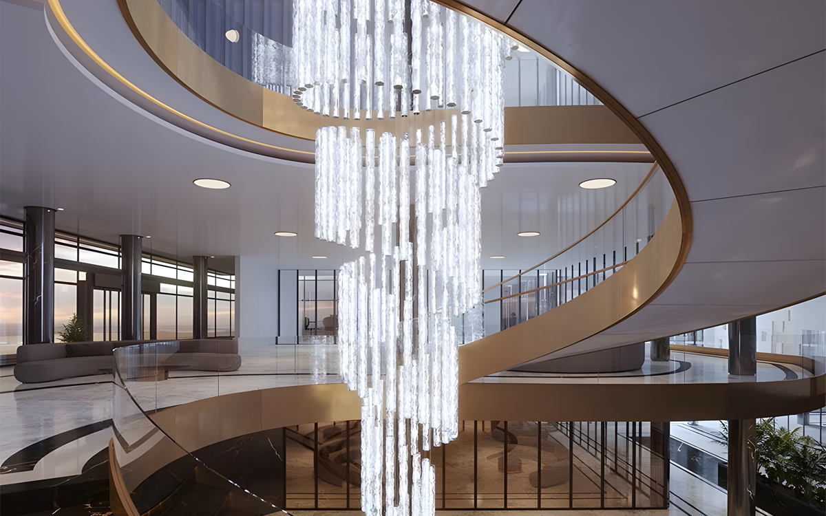 Decorative Chandelier Light with Horizontal and Vertical Suspension Options for Custom Architectural Installations