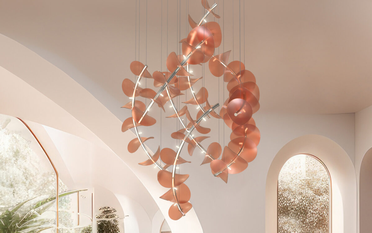 Decorative Chandelier Light with Rose Petals Crafted from Heat-Formed Acrylic and Gentle LED Glow