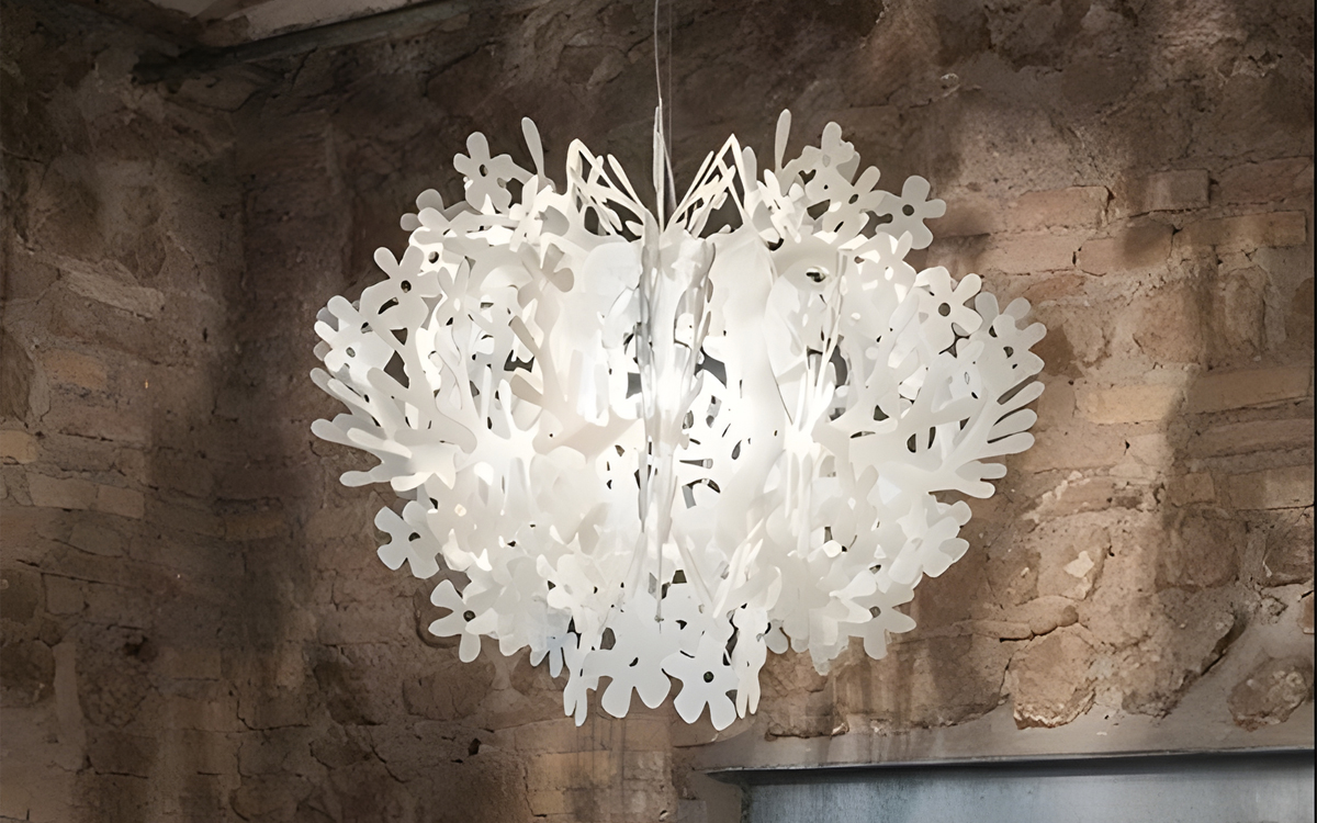 Decorative Pendant Light with Floral-Inspired Design and Luminous Reflective Petals