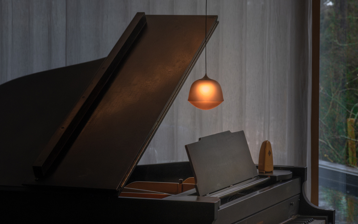 Designer LED Pendant Light with Etched Citrine Glass Shade for Modern Homes and Hotels