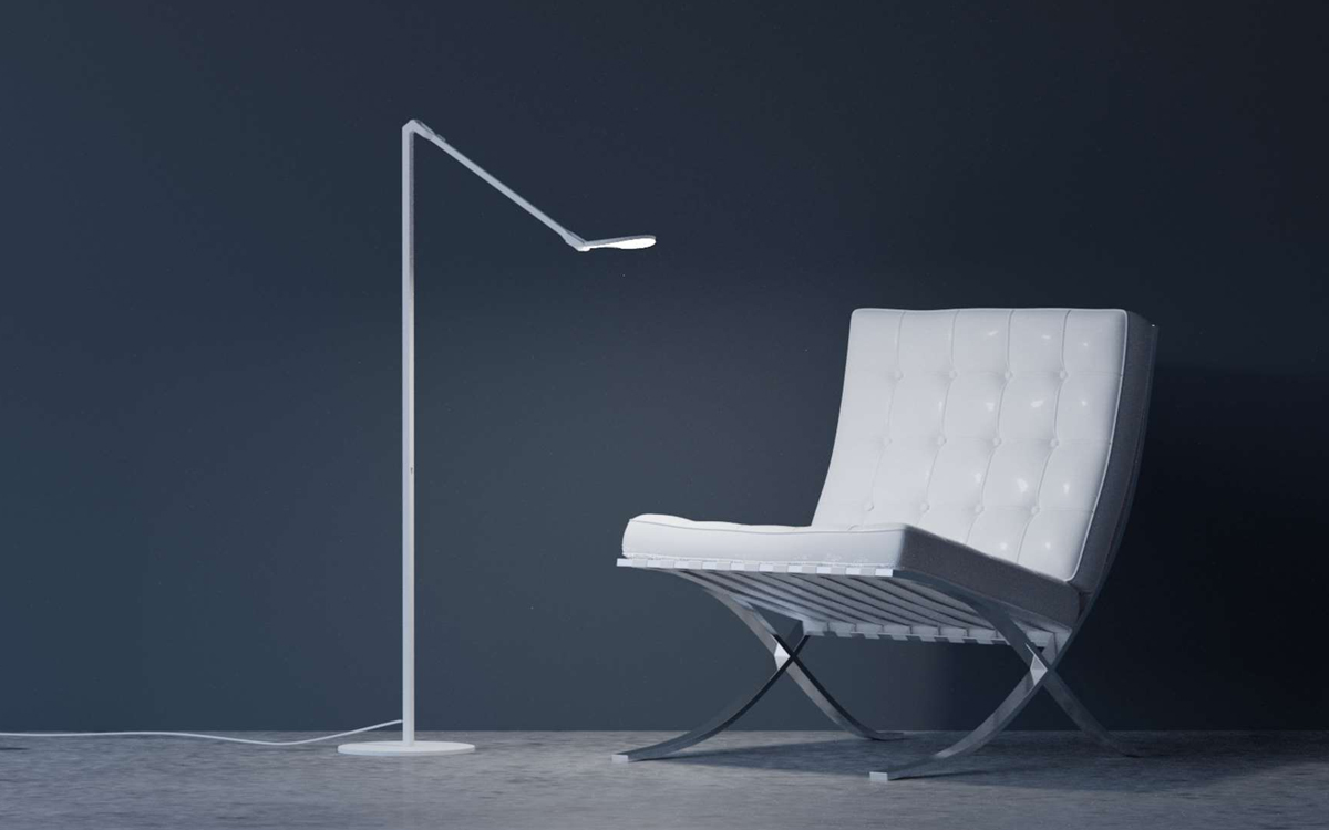 Dimmable Floor Lamp with Adjustable Droplet-Shaped Head and Multi-Level LED Dimming