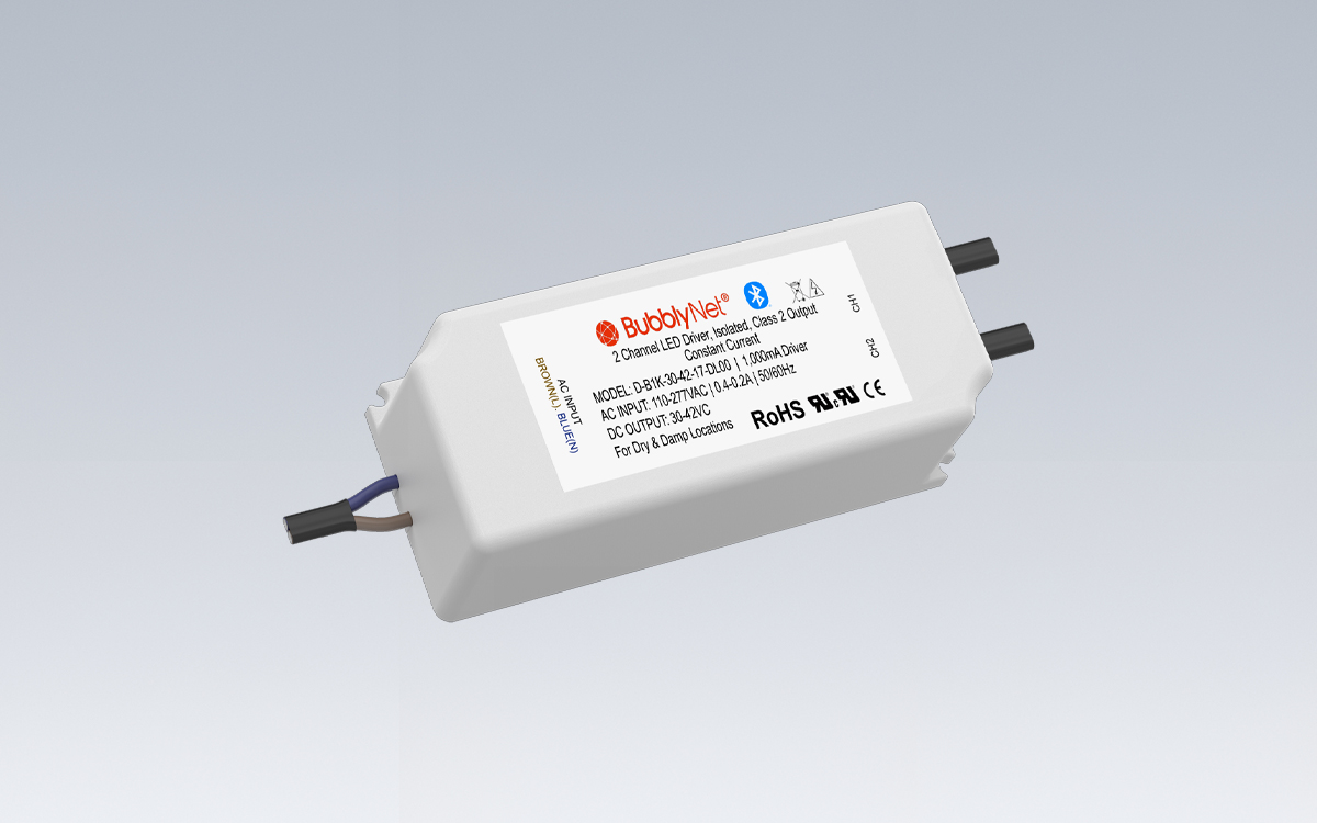 Dual Channel Tunable White LED Driver with Bluetooth Mesh Network Control and Programmable Current Flexibility