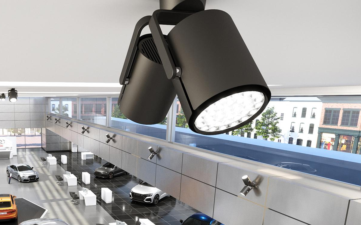 Dual-Head Adjustable LED Spotlight with Surface Ceiling Mount and High Lumen Output