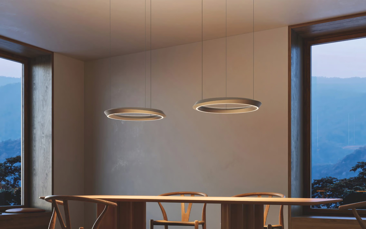 Elegant Ring LED Pendant Light with Fluid Asymmetrical Design Inspired by Celestial Movements