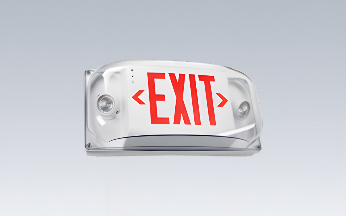 Exit and Emergency Wall Light with High-Impact Polycarbonate Construction for Wet and Damp Locations