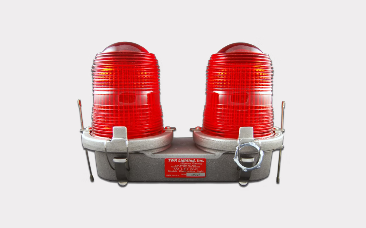 FAA L-810 Compliant Red Incandescent Obstruction Light with Fresnel Pyrex Glass Lens