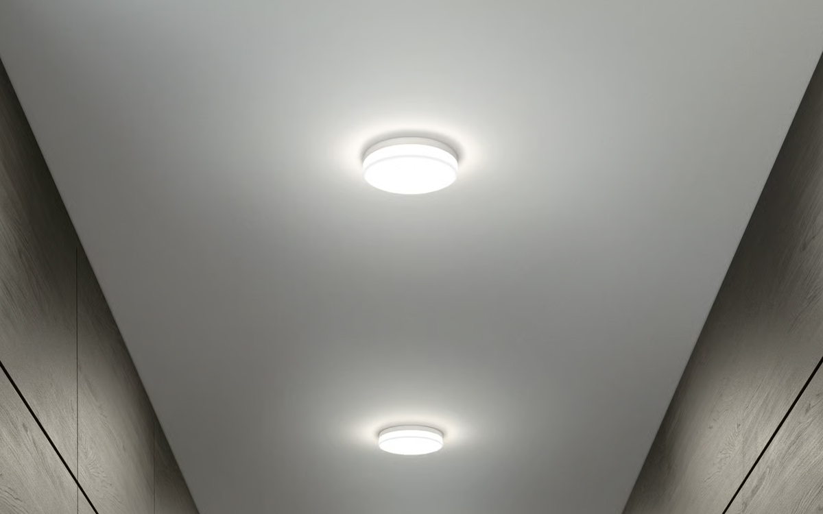 Flush Mount LED Ceiling Light with IP64 Protection for Bathrooms and Kitchens