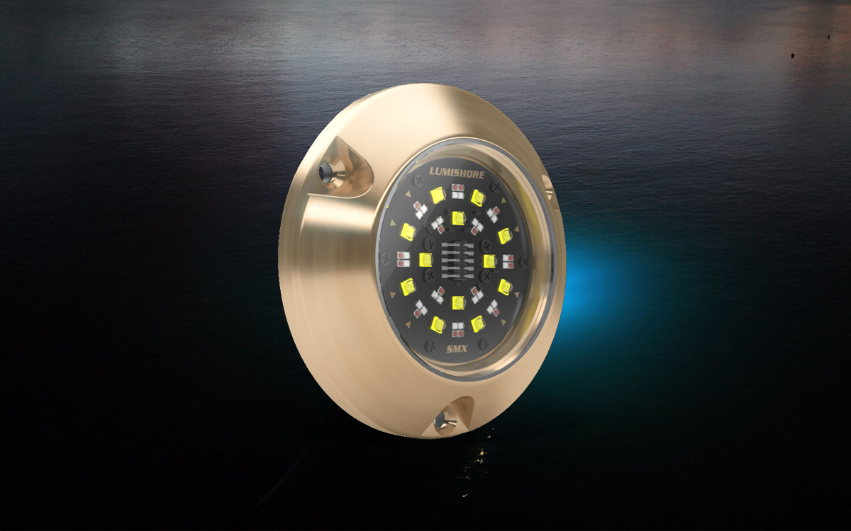 Full-Color RGBW Underwater LED Boat Light for Stepped Hull, Transom, or Side Mounting