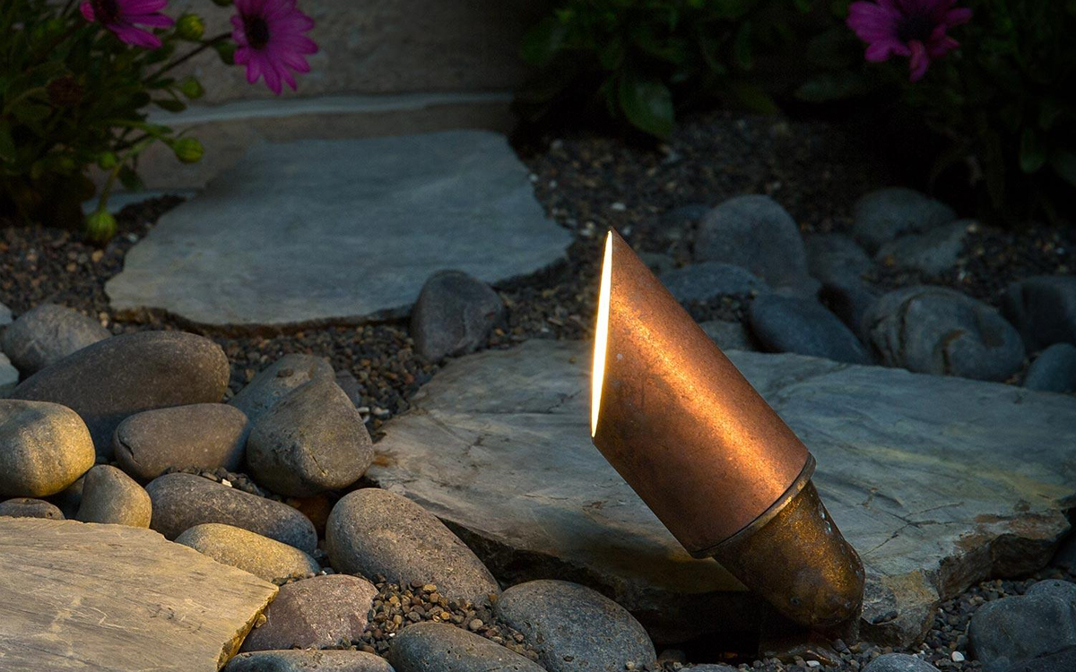 Garden LED Spotlight with Machined Brass Housing and Wildlife-Friendly Amber LED Option