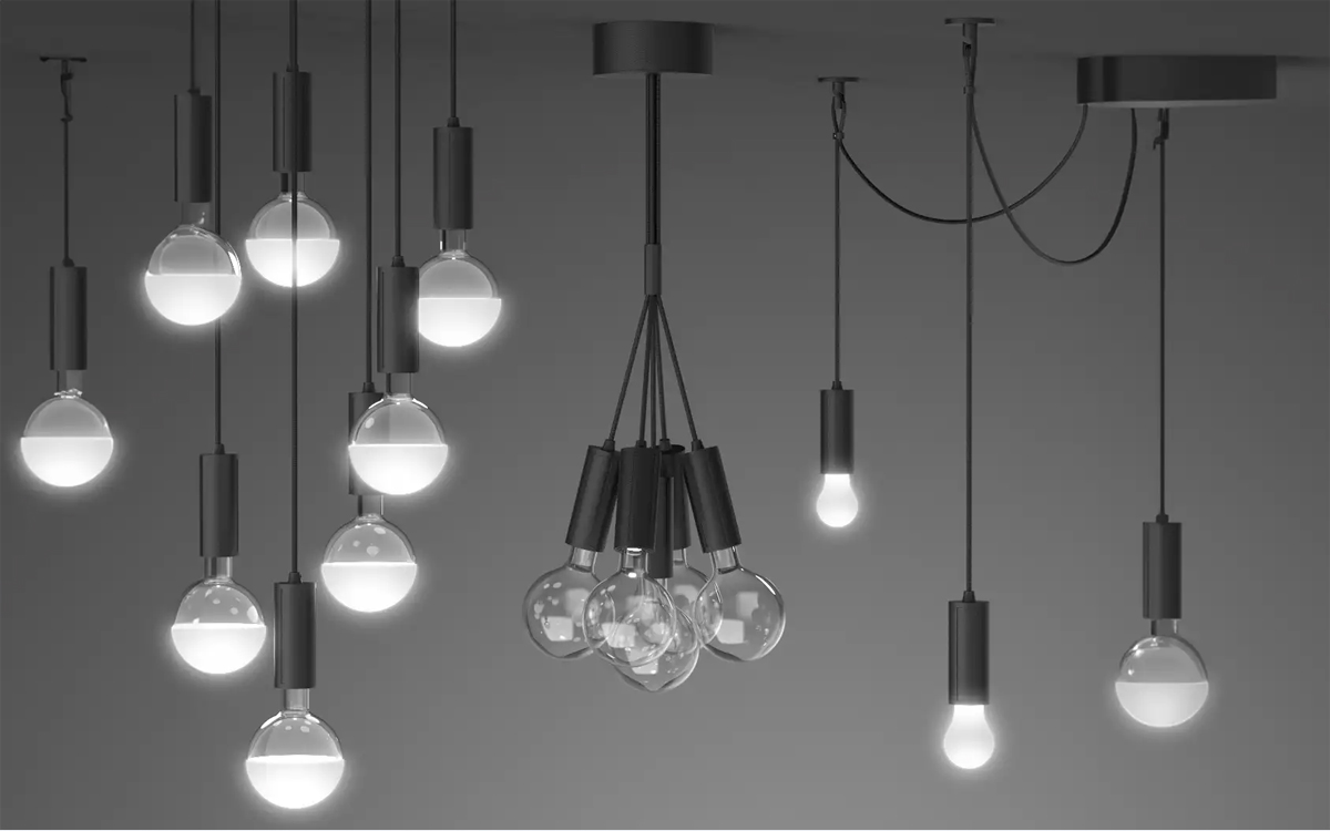 Glass LED Bulb Pendant Multiples with Cascade, Cluster, and Swag Pendant Configurations for Residential and Commercial Spaces