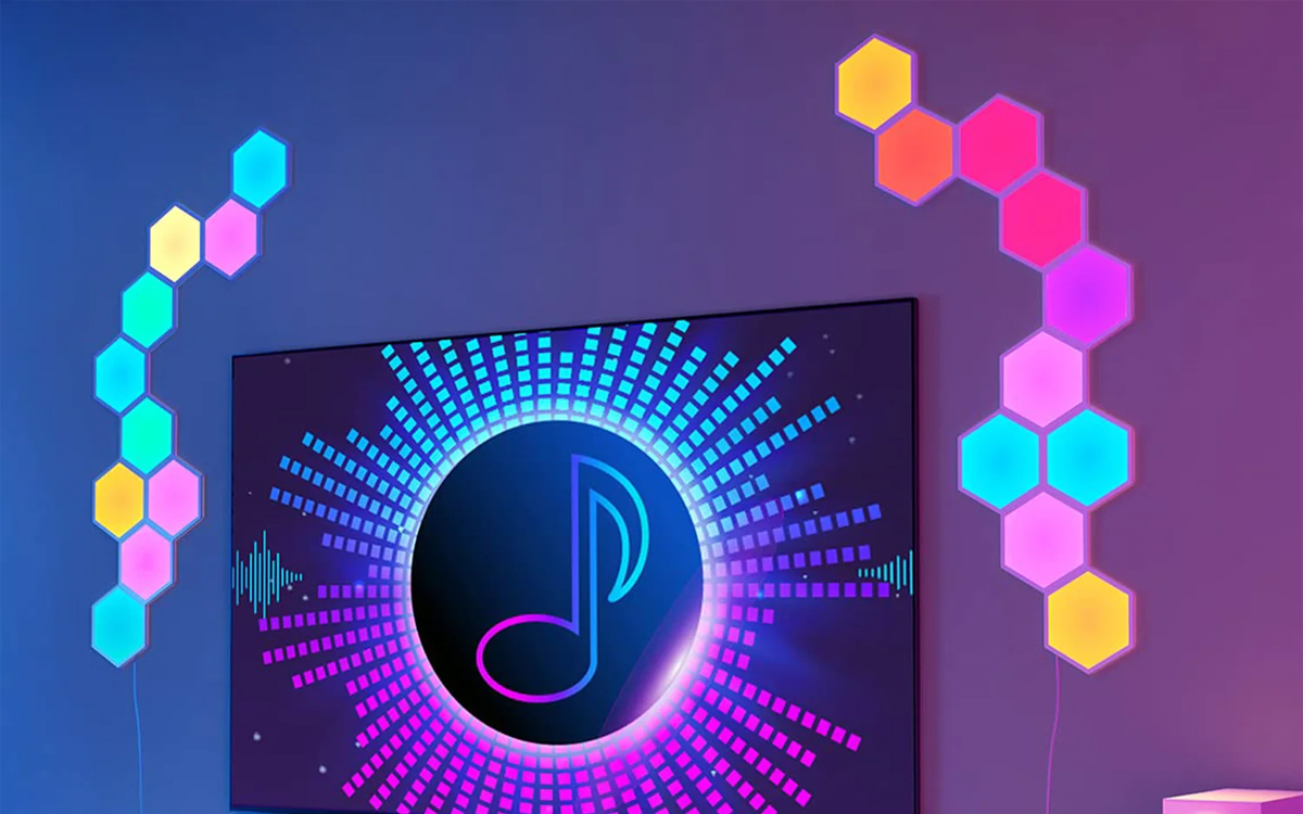 Govee Hexagon Smart Wall Panel Lights with Voice Control, App Integration, and Sound-Reactive Effects