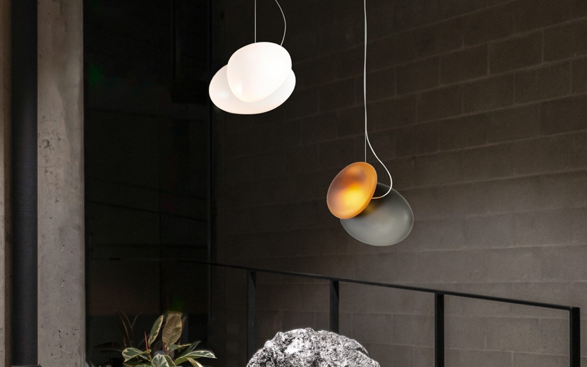 Hand-Blown Glass Pebble LED Pendant Light with Sculptural Stone-Inspired Design for Modern Interiors