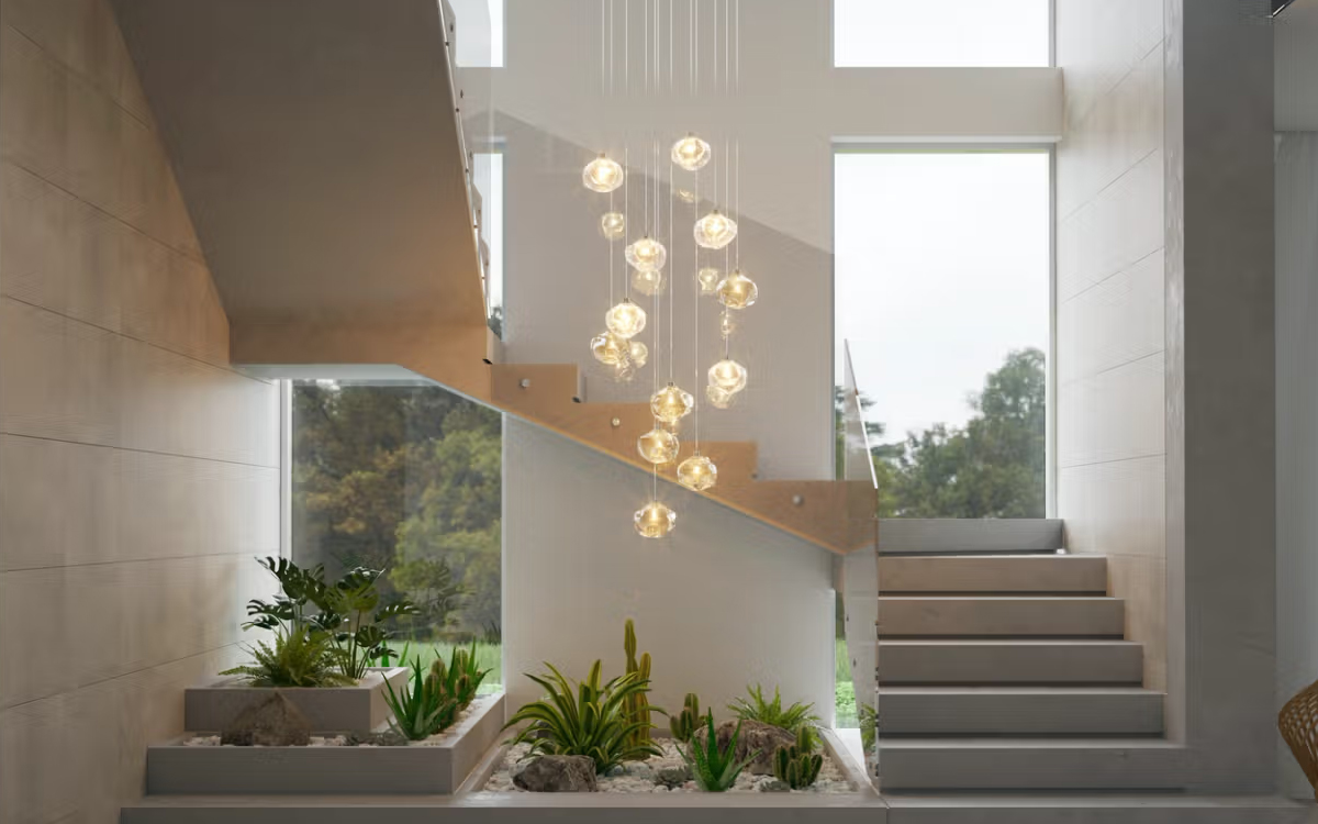Handcrafted Pendant Light in Crystal, Soda, and Golden Mica Finishes for Distinct Interior Material Expression