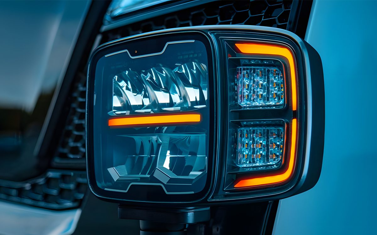 Heated Lens Snow Plow LED Driving Light with High and Low Beam and Amber Position Lighting
